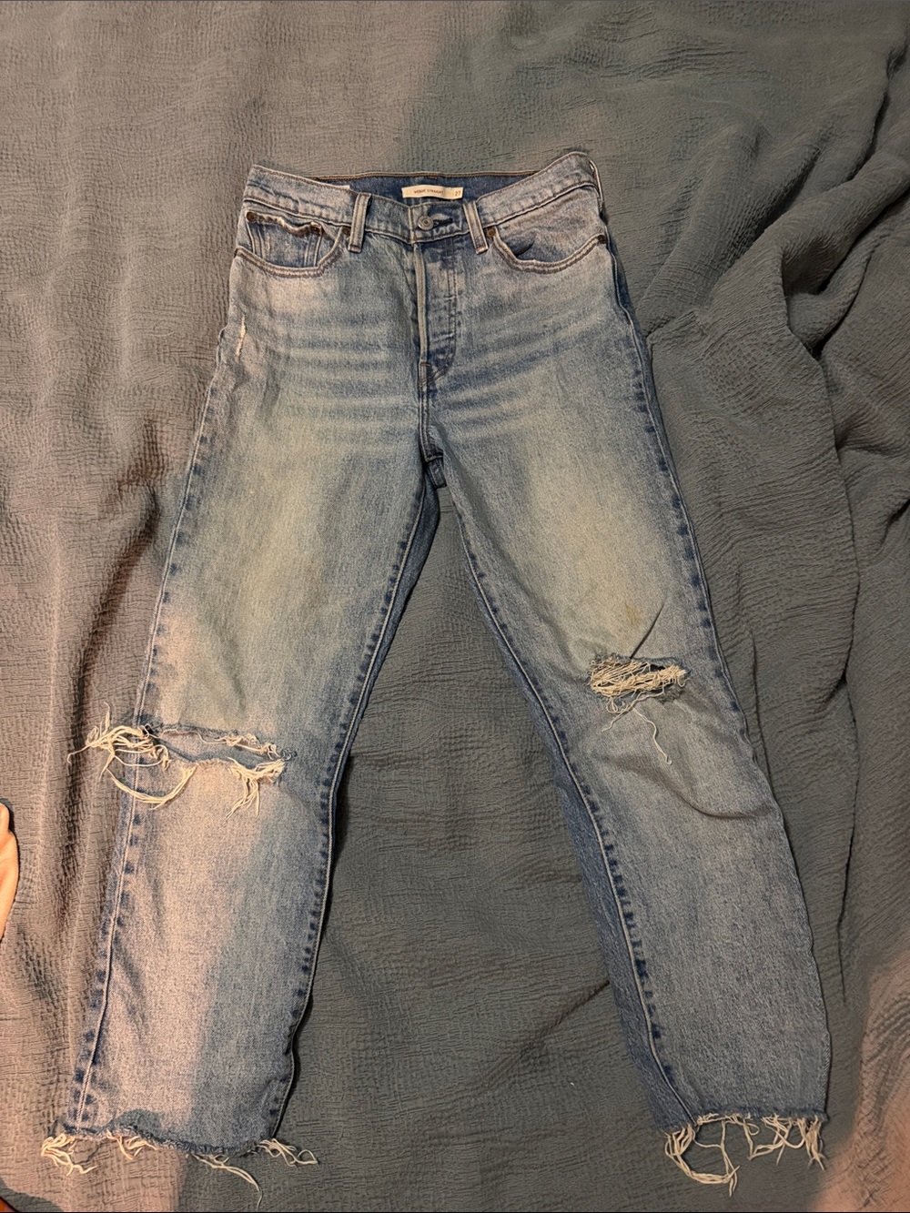 Levi's Light Blue Distressed Straight-Leg Jeans
